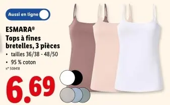 Offre: Tops à fines bretelles