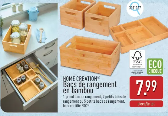 Offre: Bacs de rangement en bambou