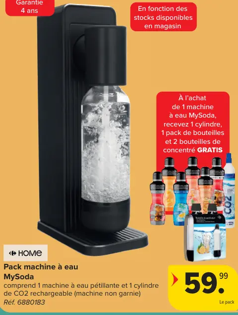 Offre: Pack machine à eau MySoda