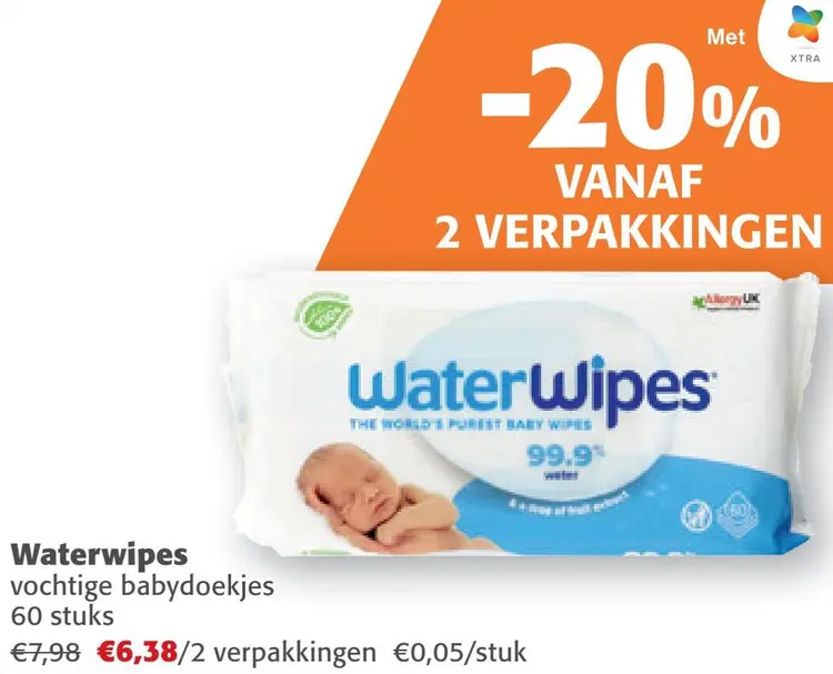 Aanbieding: Waterwipes Vochtige babydoekjes