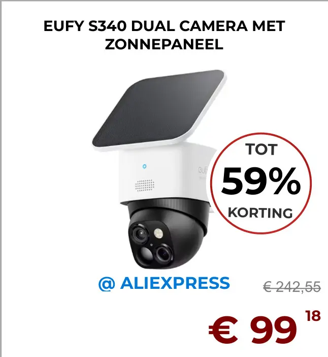 Aanbieding: S340 dual camera met zonnepaneel