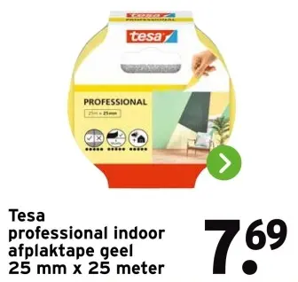Aanbieding: Afplaktape geel 25 mm x 25 meter