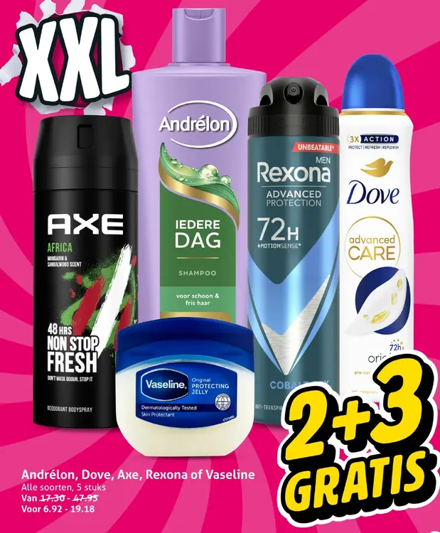 Aanbieding: Andrélon, Dove, Axe, Rexona of Vaseline