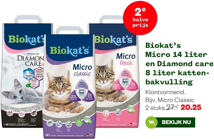 Aanbieding: Micro 14 liter en Diamond care 8 liter kattenbakvulling