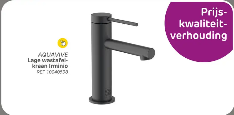 Promotie: Aquavive eco wastafelmengkraan irminio laag zwart