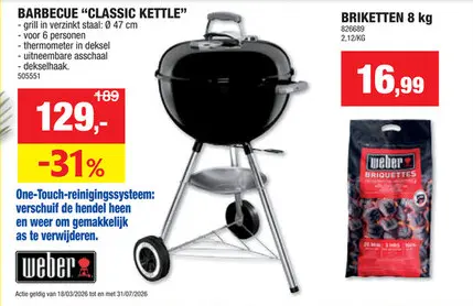 Promotie: Weber Classic Kettle kogelbarbecue 47cm