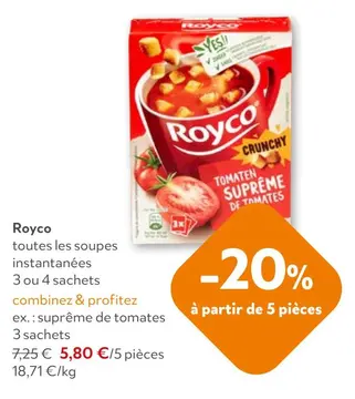 Offre: Royco toutes les soupes instantanées