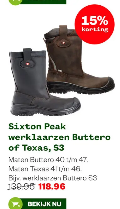 Aanbieding: Sixton Peak werklaarzen Buttero of Texas, S3