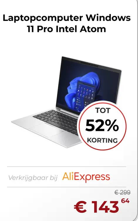 Aanbieding: Laptopcomputer Windows 11 Pro Intel Atom
