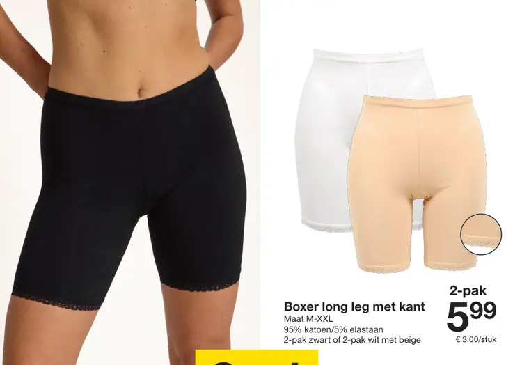 Promotie: Boxer long leg met kant