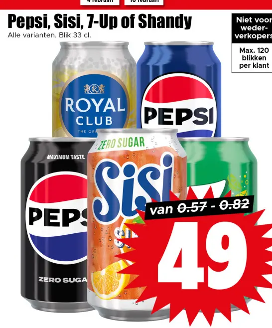 Aanbieding: Pepsi, Sisi, 7-Up of Shandy
