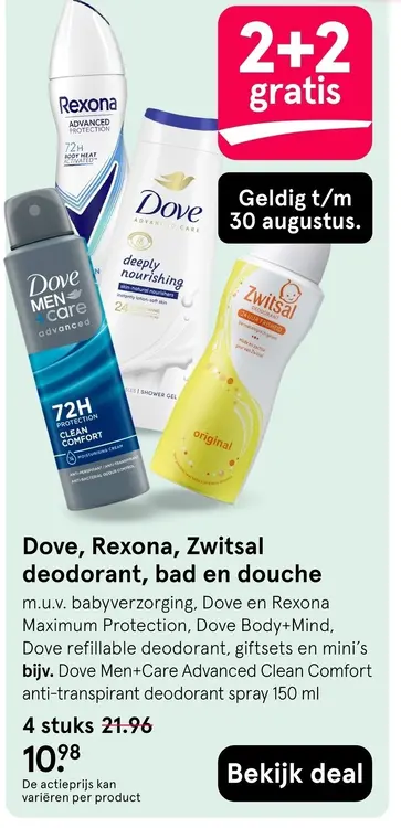 Aanbieding: Dove, Rexona, Zwitsal deodorant, bad en douche