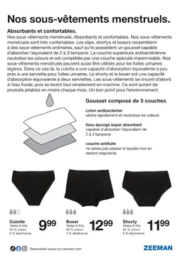 Offre: Sous-vêtements menstruels