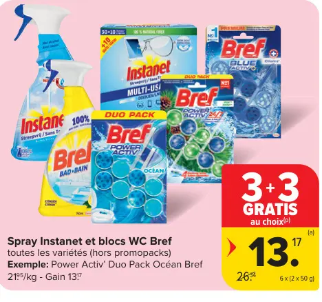Offre: Spray Instanet et blocs WC Bref
