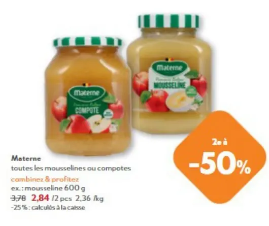 Offre: Mousselines ou compotes