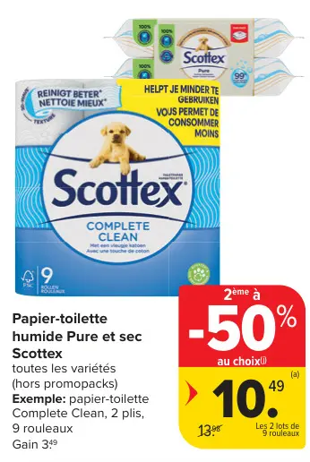 Offre: Papier-toilette humide Pure et sec