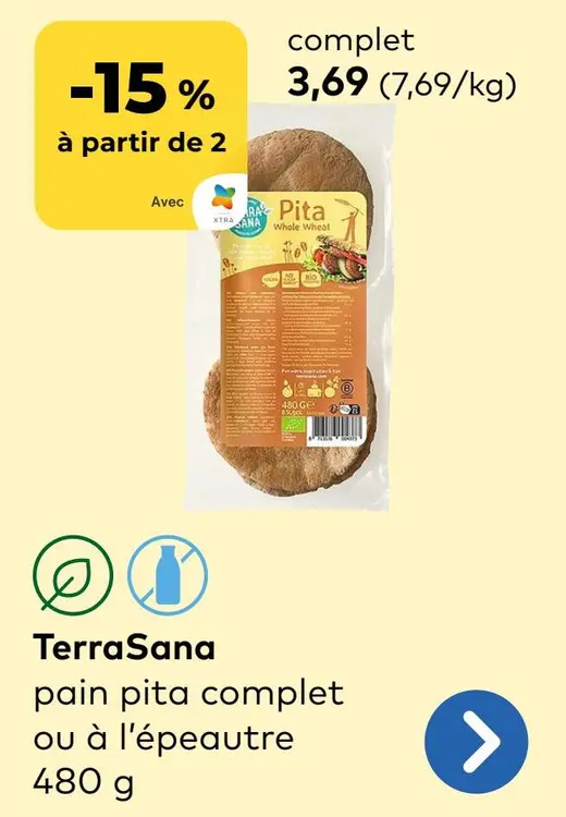 Offre: Pain pita complet ou à l'épeautre