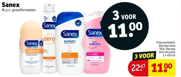 Aanbieding: Sanex douchecrème Skin Therapy Anti-Dryness
