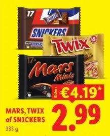 Aanbieding: MARS, TWIX of SNICKERS