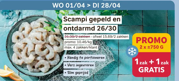 Promotie: Scampi gepeld en ontdarmd