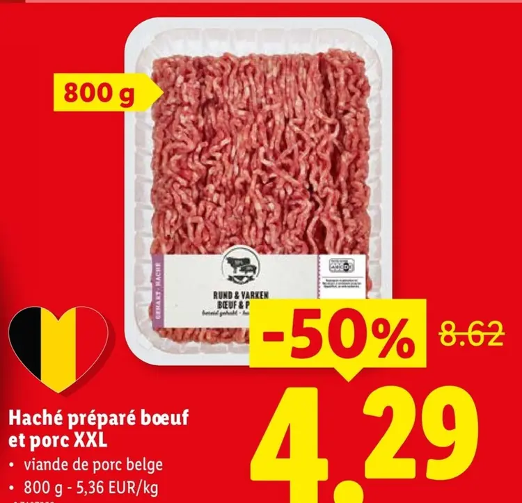 Offre: Haché préparé bœuf et porc XXL