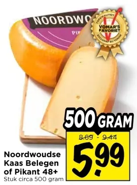 Aanbieding: Noordwoudse Kaas Belegen of Pikant 48+