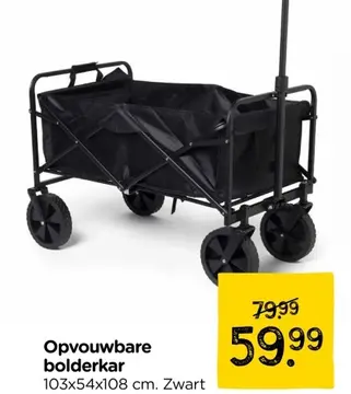 Aanbieding: Opvouwbare bolderkar - zwart - 103x54x108 cm