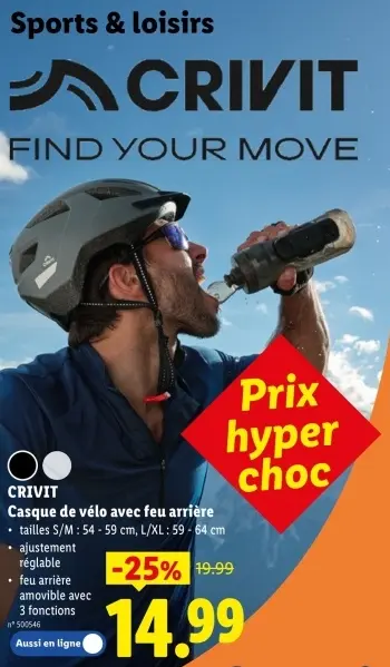 Offre: Casque de vélo avec feu arrière