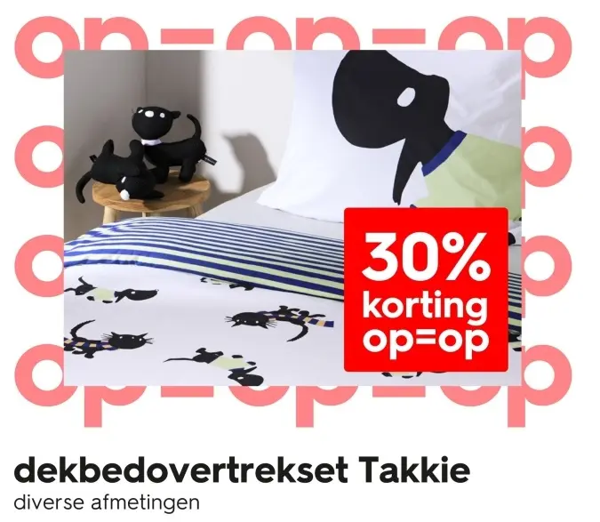 Aanbieding: dekbedovertrekset Takkie 30% korting op=op