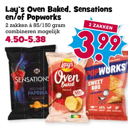 Aanbieding: Lay's Oven Baked, Sensations en/of Popworks