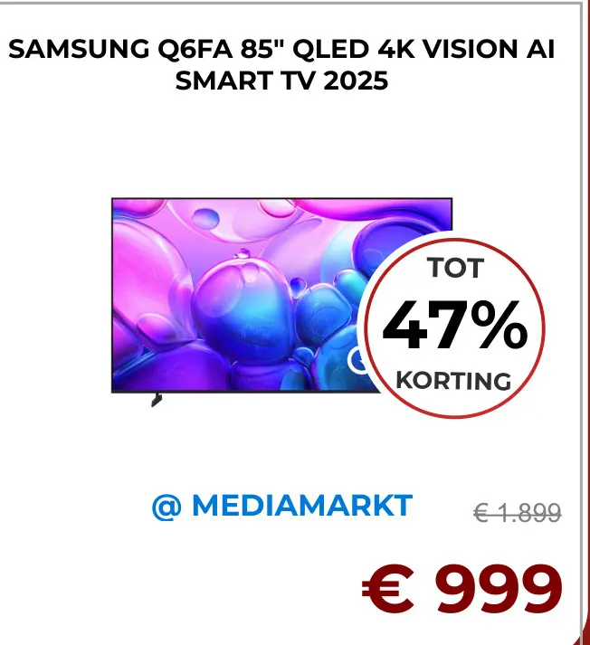 Aanbieding: Q6fa 85" qled 4k vision ai smart tv 2025