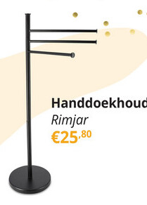 Aanbieding: Handdoekhouder RIMJAR 3Arm Met. Zwart