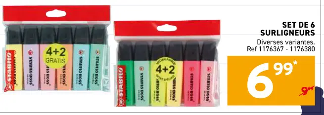 Offre: Set de 6 surligneurs