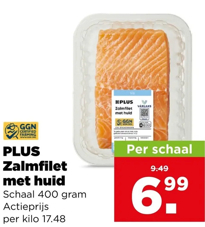 Aanbieding: PLUS Zalmfilet met huid