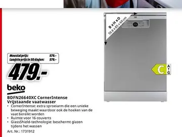 Aanbieding: BDFN26640XC CornerIntense Vrijstaande vaatwas