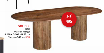 Aanbieding: Tafel Solid hout massief ovaal 240x100cm
