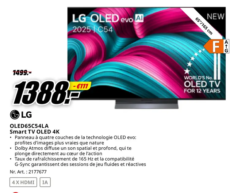 Offre: OLED65C54LA Smart TV OLED 4K
