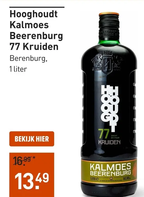 Aanbieding: Hooghoudt Kalmoes Beerenburg 77 Kruiden