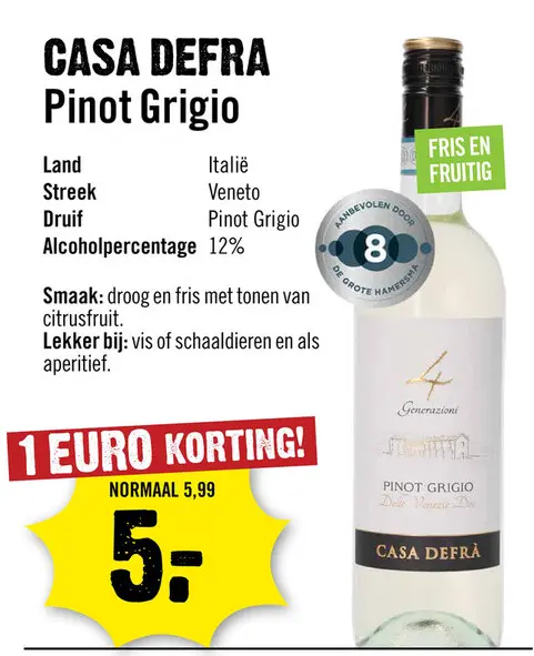 Aanbieding: Casa Defra Pinot Grigio 75 cl