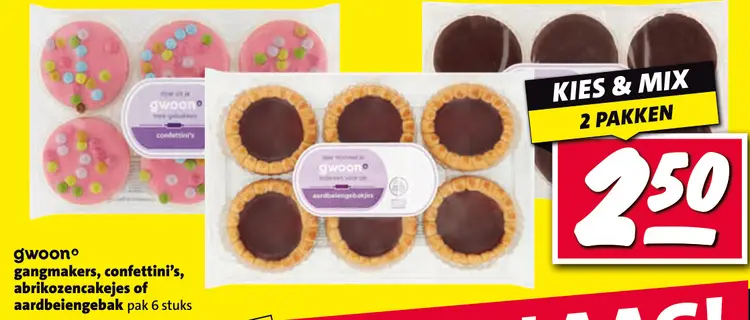 Aanbieding: Gangmakers, confettini's, abrikozencakejes of aardbeiengebak