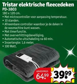Promotie: Elektrische fleecedeken