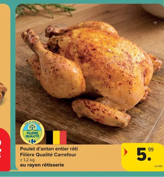 Offre: Poulet d'antan entier rôti