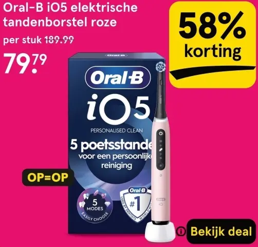 Aanbieding: iO5 elektrische tandenborstel roze