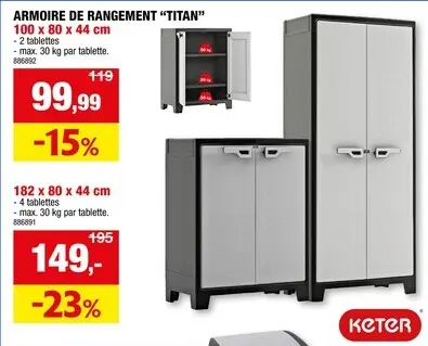 Offre: Keter Titan armoire basse 80x100x44 cm