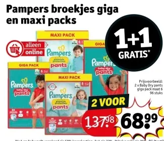 Aanbieding: Pampers broekjes giga en maxi packs
