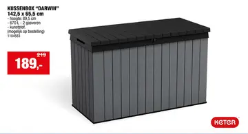 Aanbieding: Keter Darwin opbergbox 142,5x65,5x89,52 cm grijs