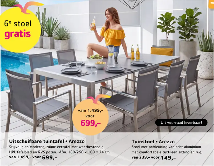 Promotie: Uitschuifbare tuintafel Arezzo