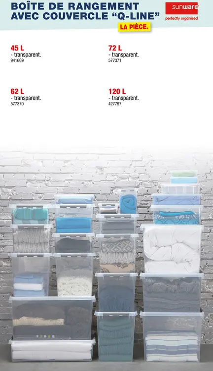 Offre: Sunware Q-line boàte de rangement 72l transparent