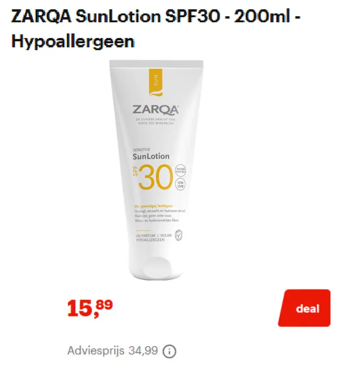 Promotie: SunLotion SPF30 - 200ml - Hypoallergeen