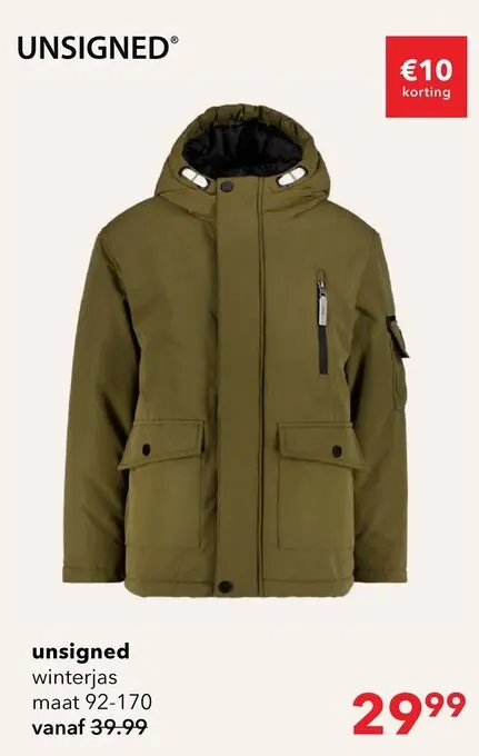 Aanbieding: Unsigned jongens winterjas groen